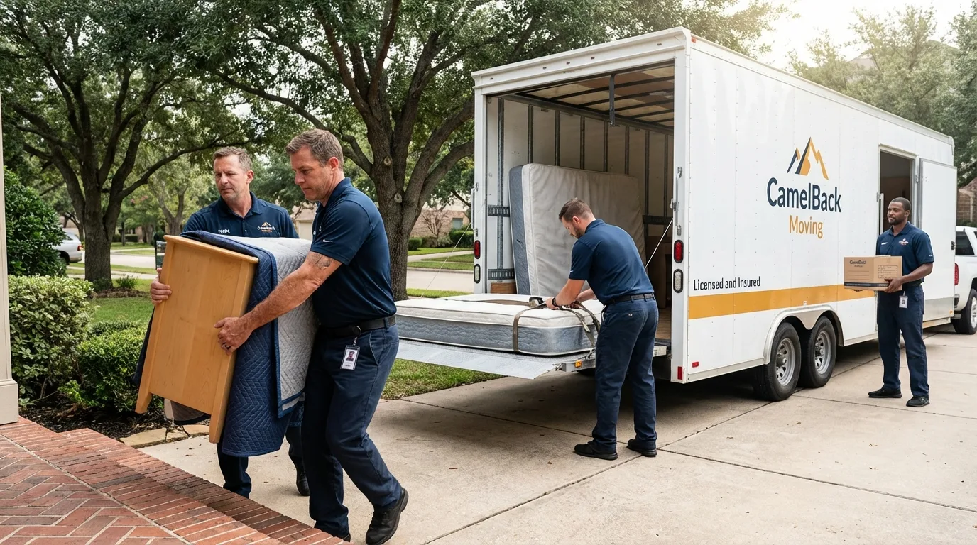 Crew loading residential truck for cross-state move from Palm City, FL