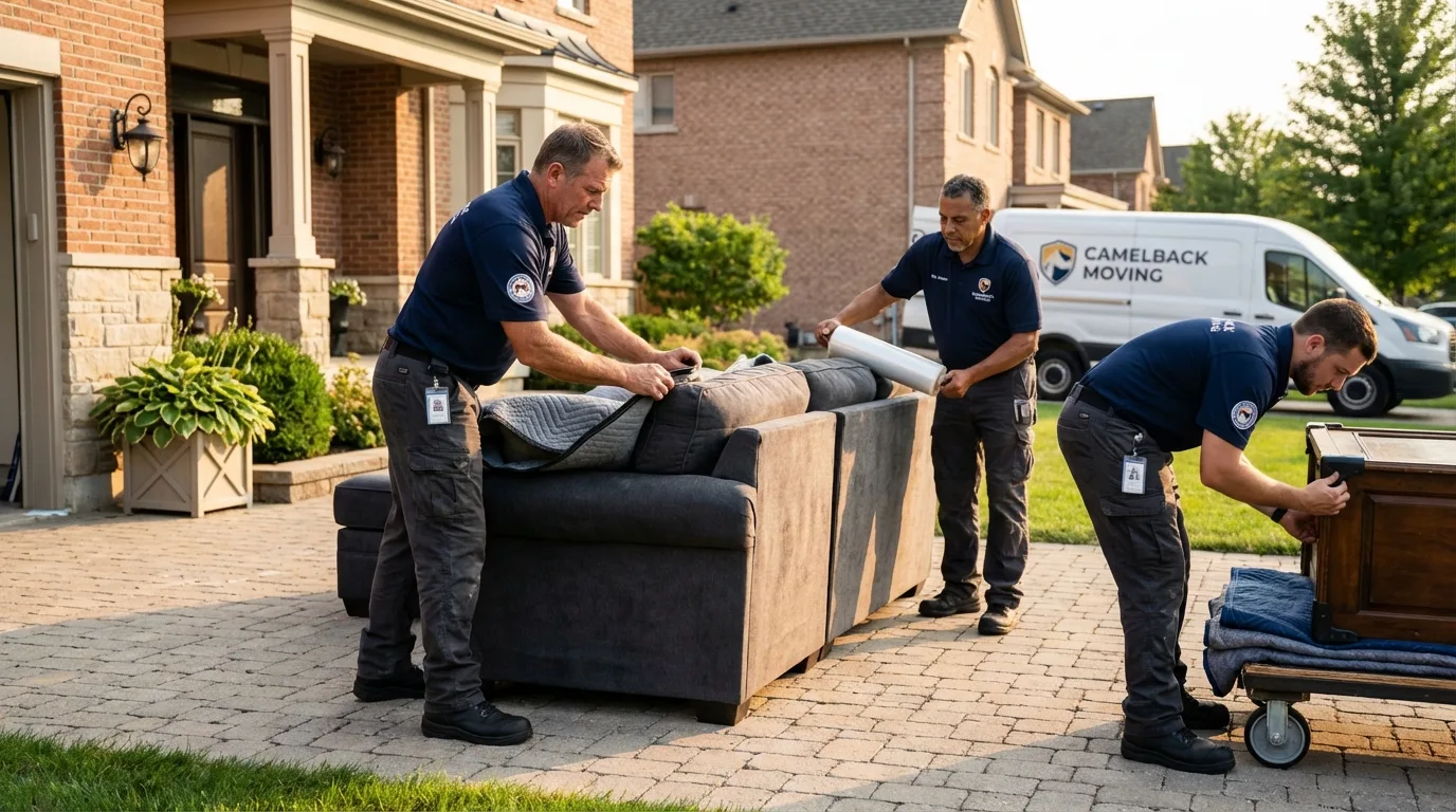 Large estate moving crew wrapping furniture in Palm City, FL